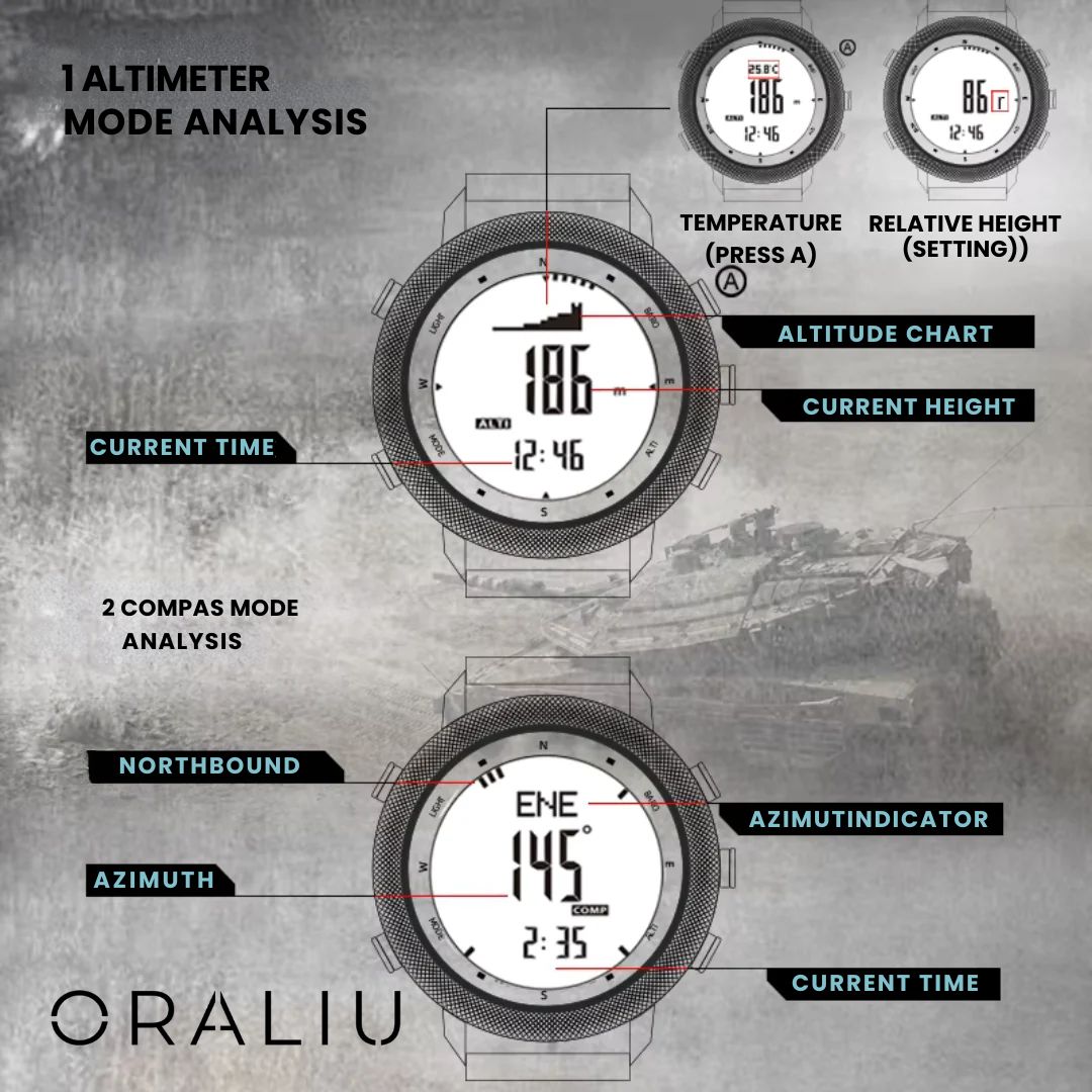 Skanto | Outdoor Sports Watch – Waterproof 50M, Barometer, Altimeter & Compass