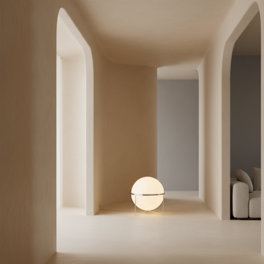 Orbis Luna Chrome-Frame Floor Lamp