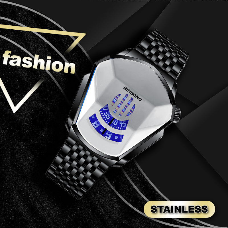 Men's quartz watch in diamond style