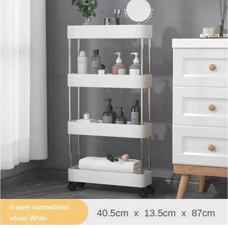 4-Tier Slim Storage Cart Kitchen Bathroom Mobile Shelf with Wheels Skanto