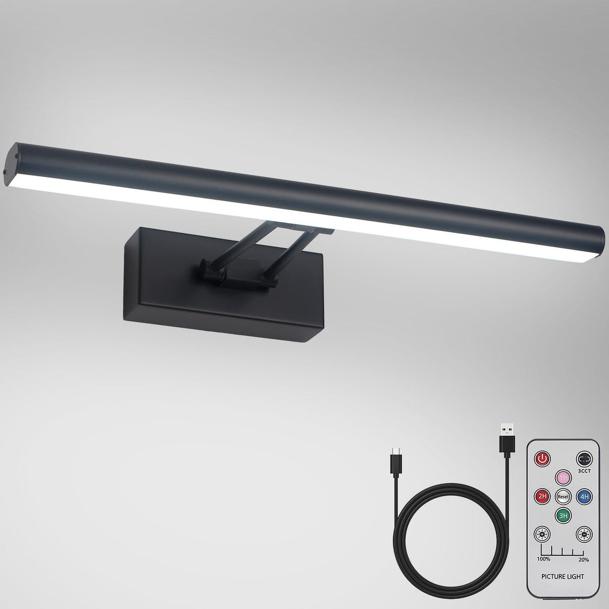 Skanto | Howmzon Picture Light, 13.5" Art Lighting, Black Battery Powered Picture Light, 3CCT, Wireless Picture Lights with Remote, Light Over Picture Frame for Wall Painting (Black)