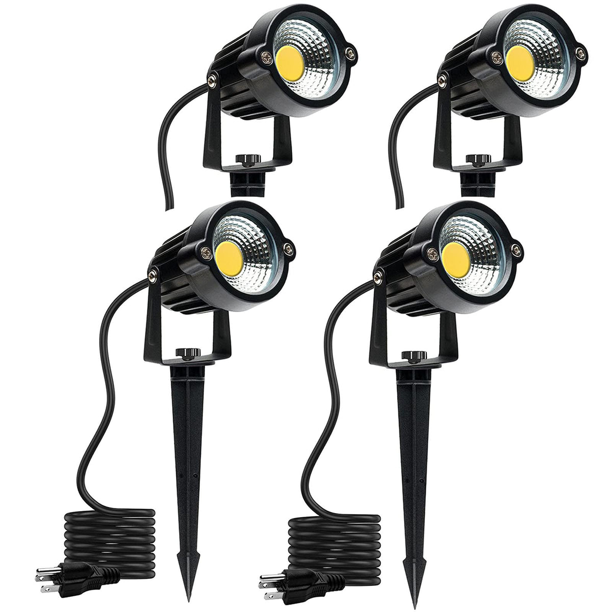 Skanto | Warm White Spot Light, LED Landscape Lighting 5W 3000K Outdoor Spotlight Garden Spot Light With Spike Stand Waterproof Spotlight For Garden Home Lawn Decoration Us 3-Plug (4 Lights)