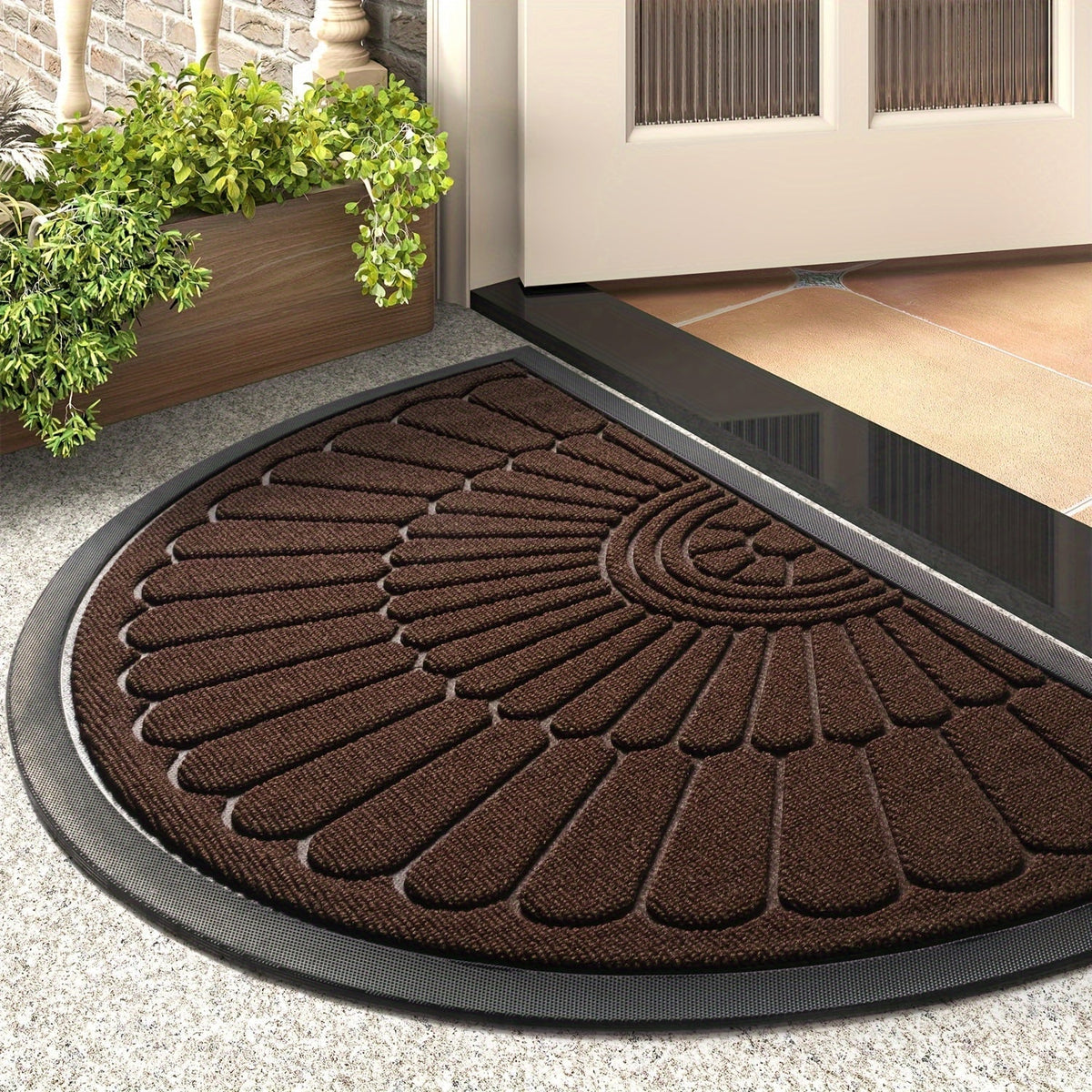 Semicircular rubber doormat – Durable and non-slip for indoors and outdoors | Brehn
