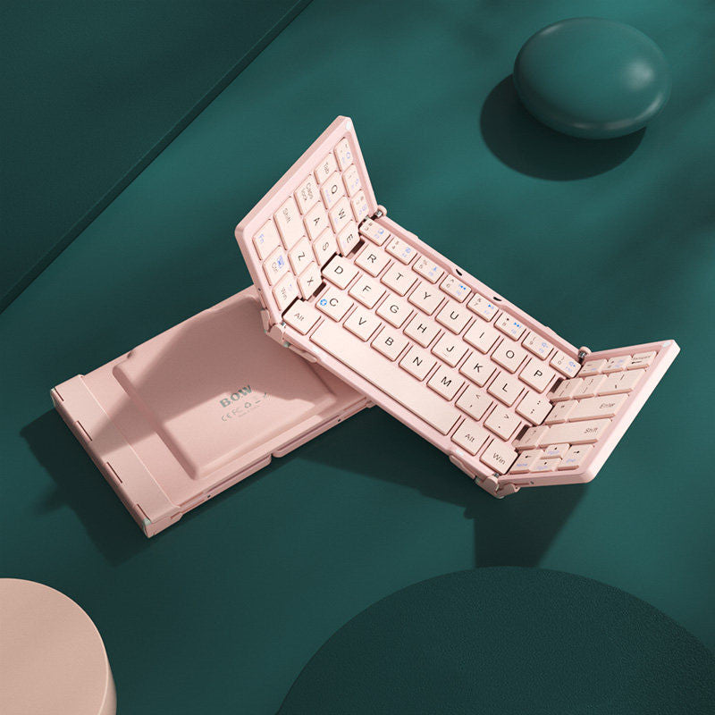 Skanto | Foldable Rechargeable Wireless Keyboard with Leather Case, for Android Windows iOS Tablets & Laptops