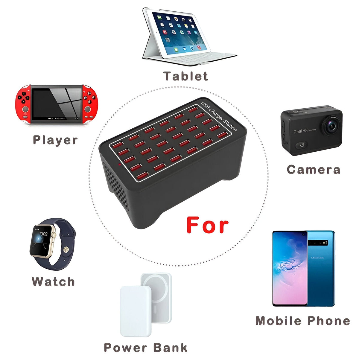 Skanto | PowerPort Pro 30 - Universal Multi-USB Charging Station with 30 Ports