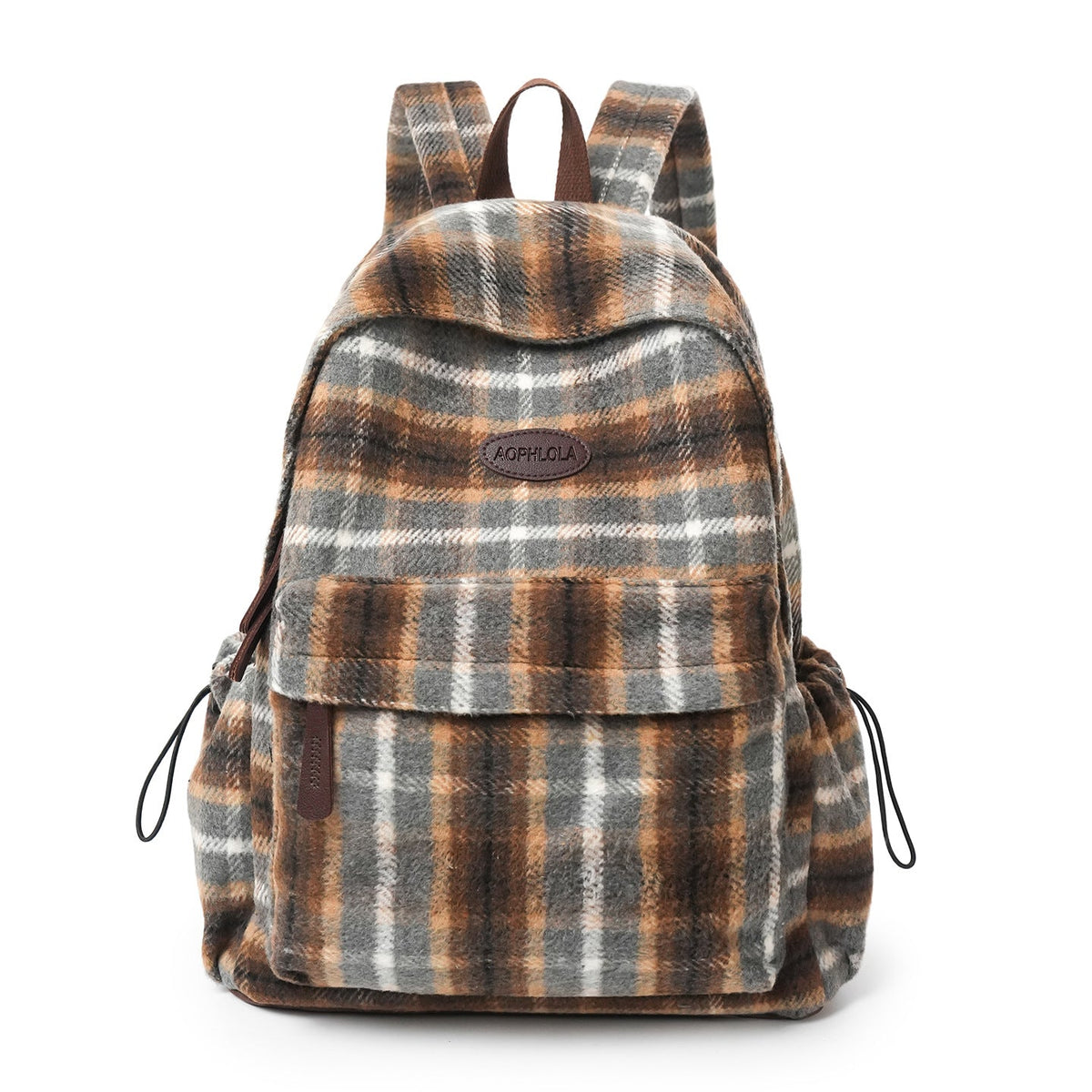 Cozy Plaid Patterned School Backpack Bowlift