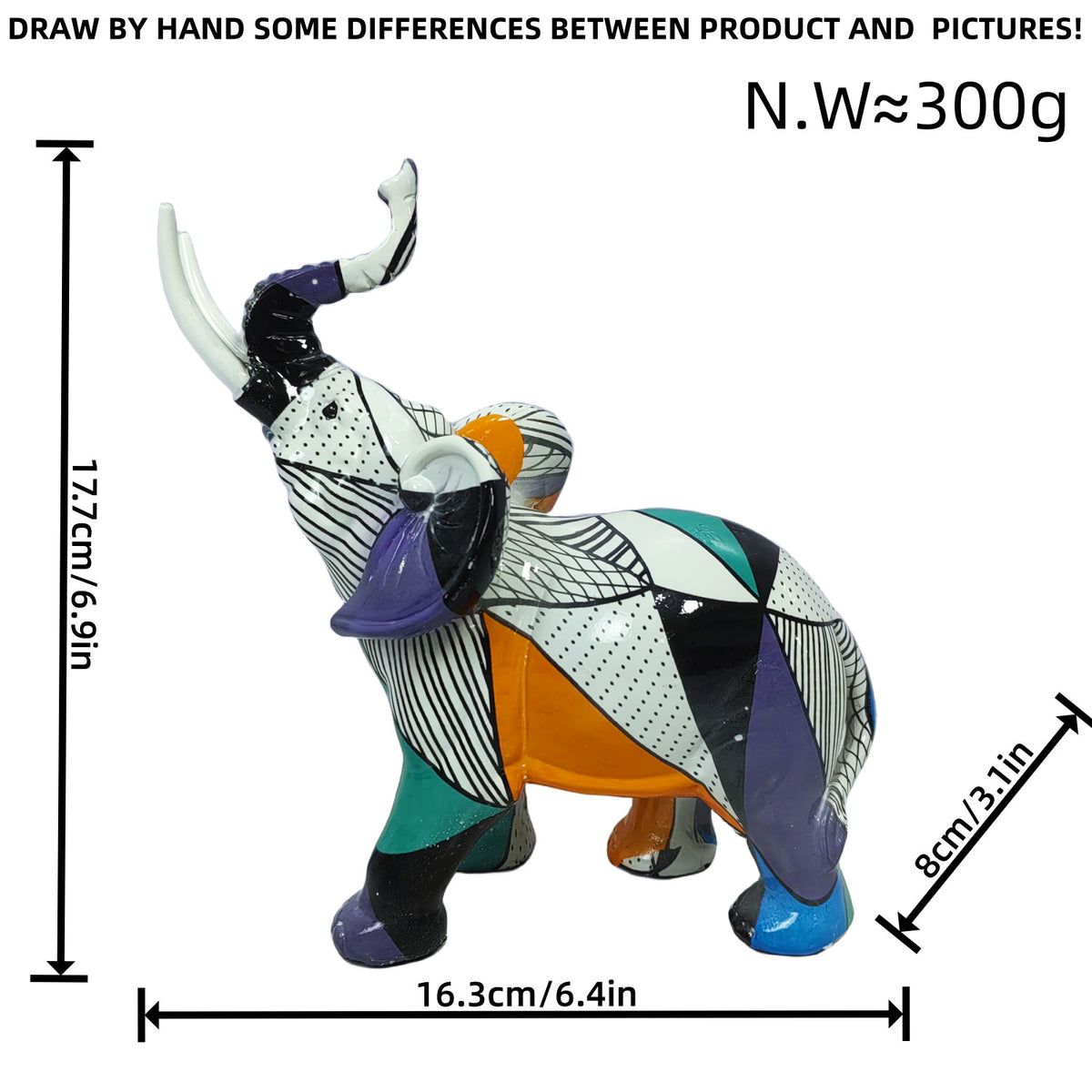 Artistic elephant figure with colorful design Acalora