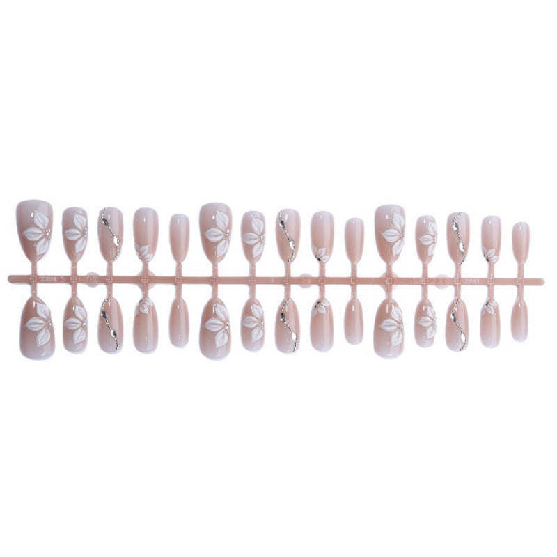 Artificial nail set with elegant flower designs and shimmering accents Acalora