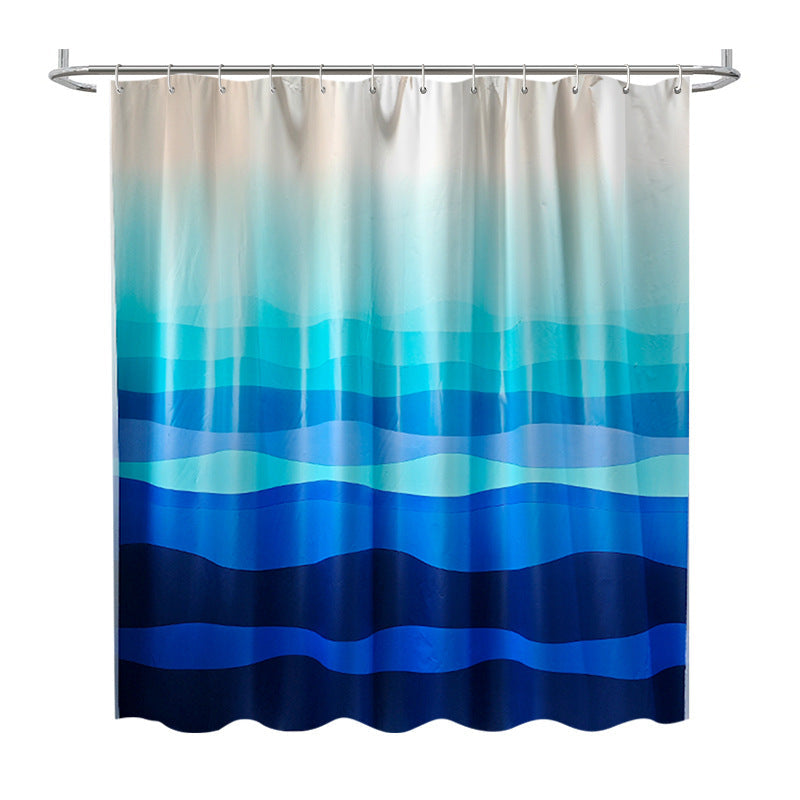 Gradient Wave Pattern Shower Curtain