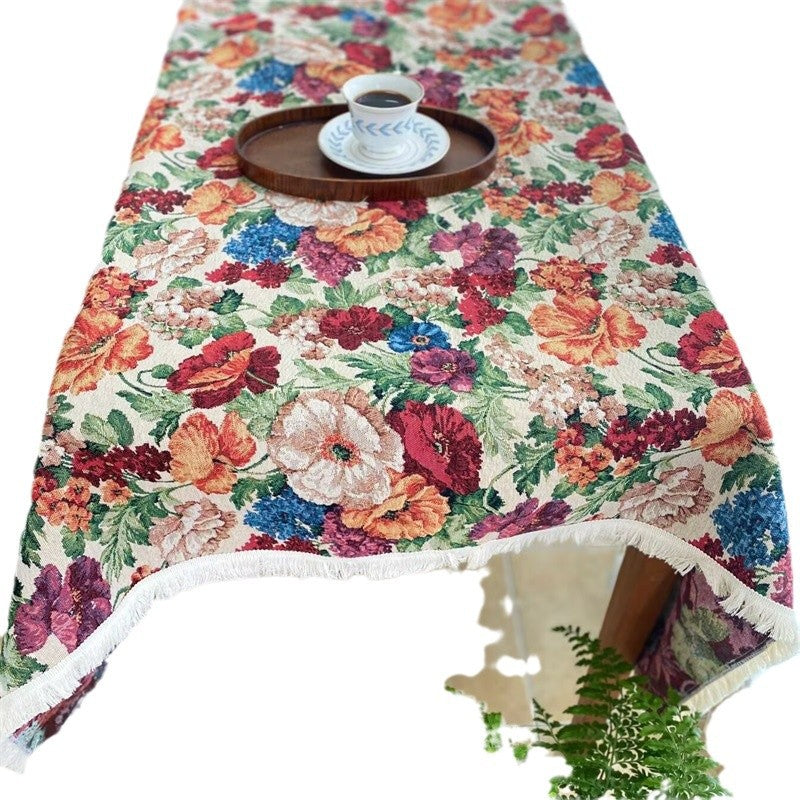 Elegant Floral Tapestry Tablecloth