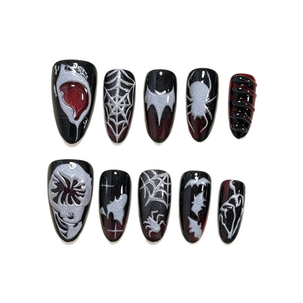 Halloween Nail Art Set with Spider Design and Gel Nails Acalora