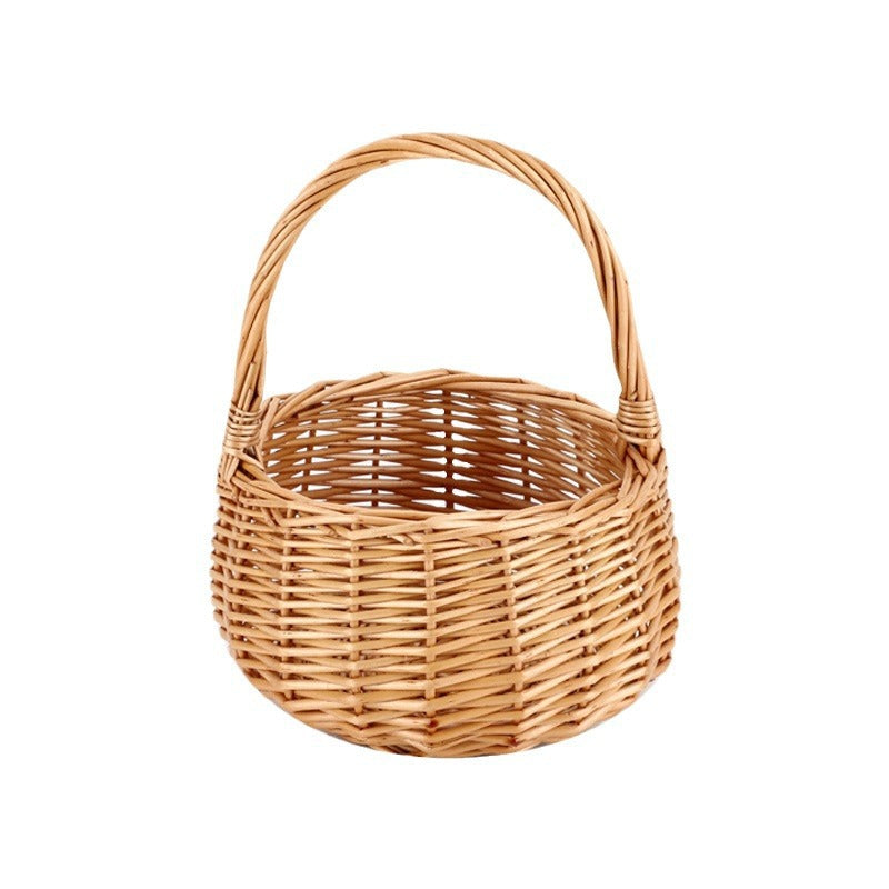 Handcrafted storage basket with wooden handle Acalora