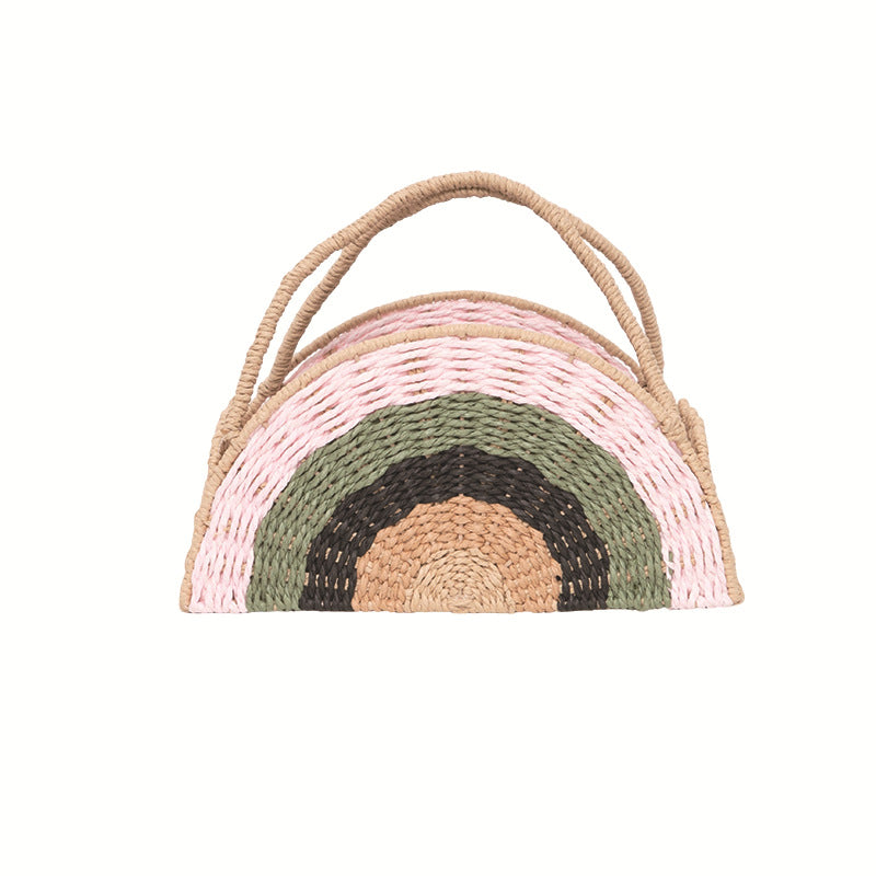 Woven Straw Rainbow Tote Acalora