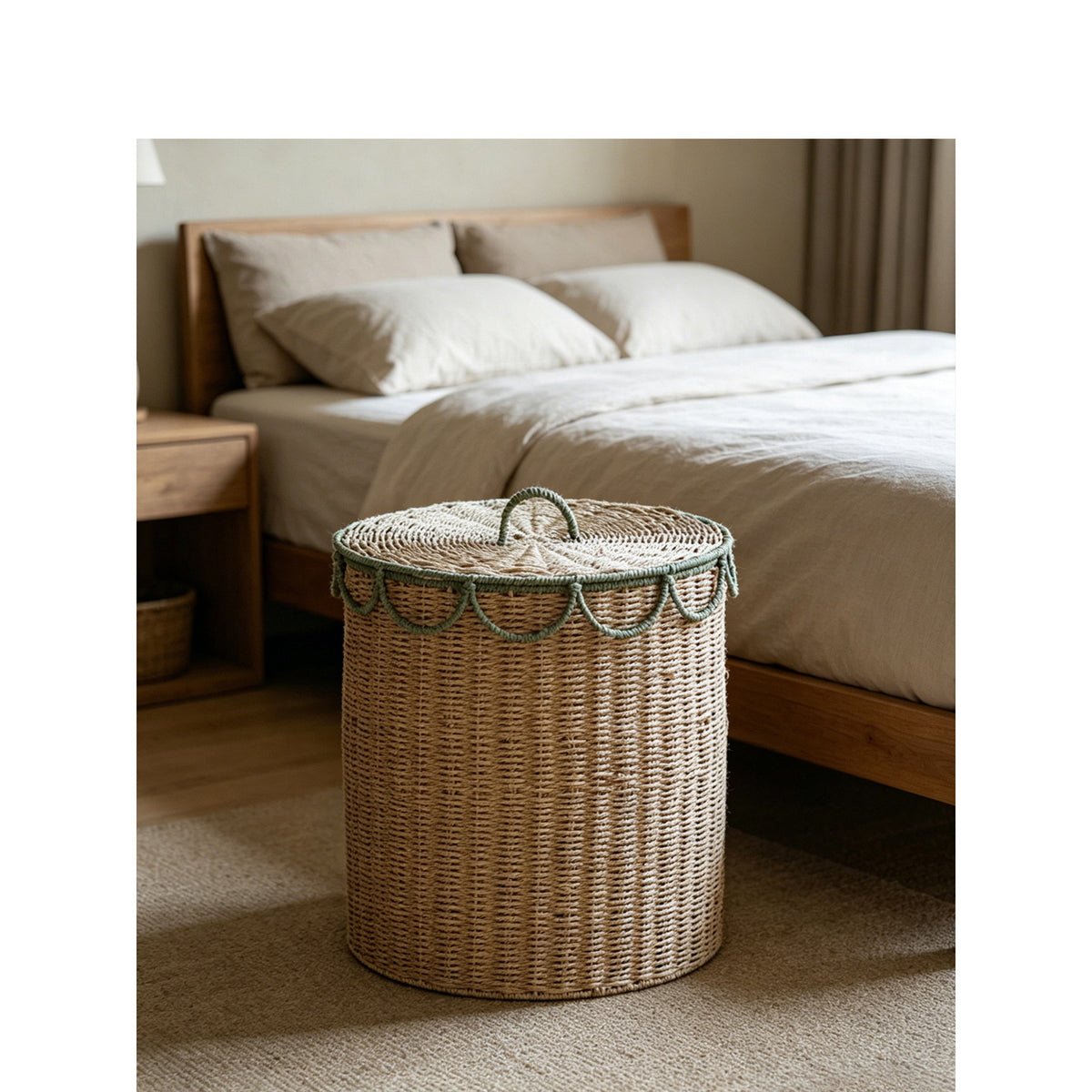 Natural storage basket with lid Acalora