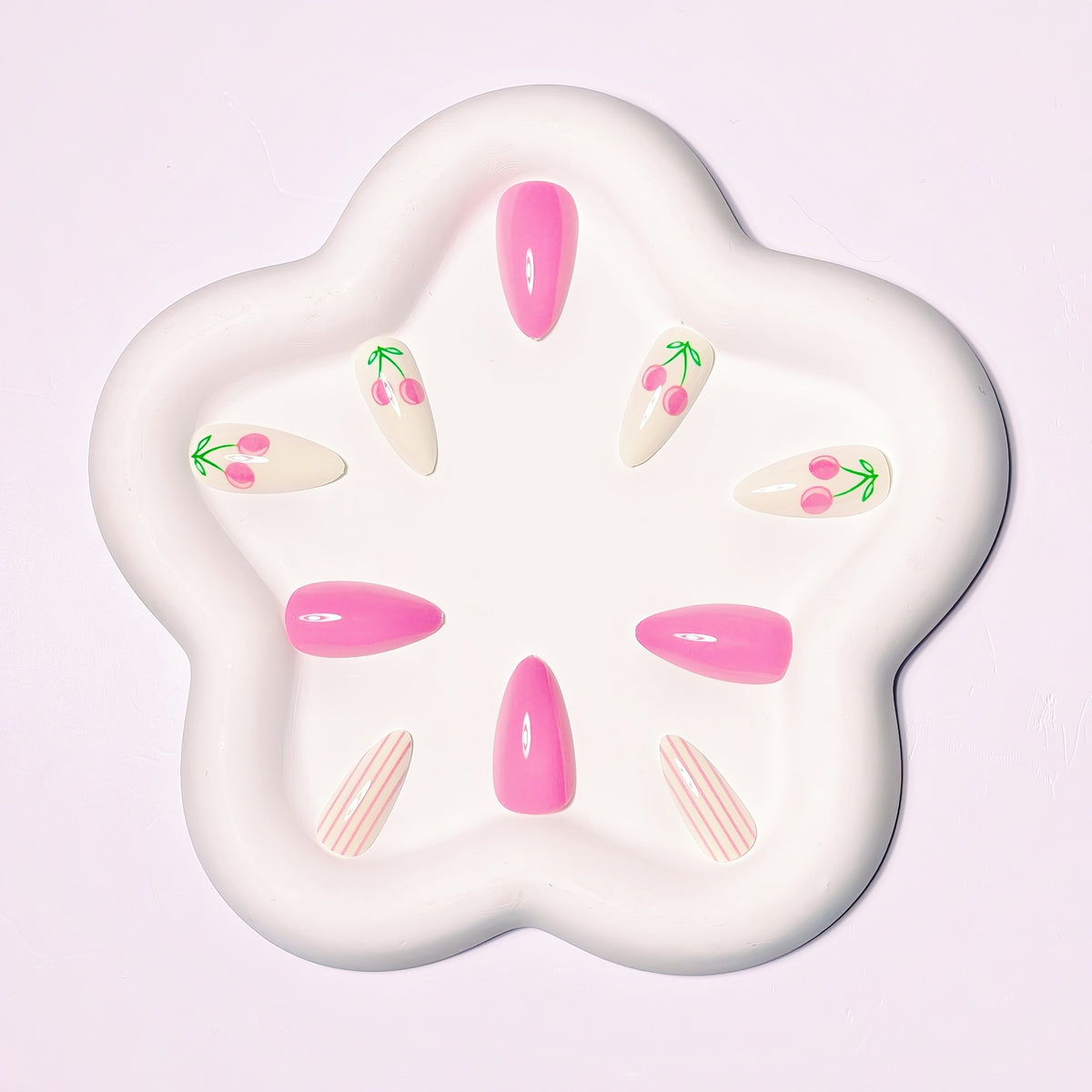 Artistic Cherry-Themed Nail Art Acalora