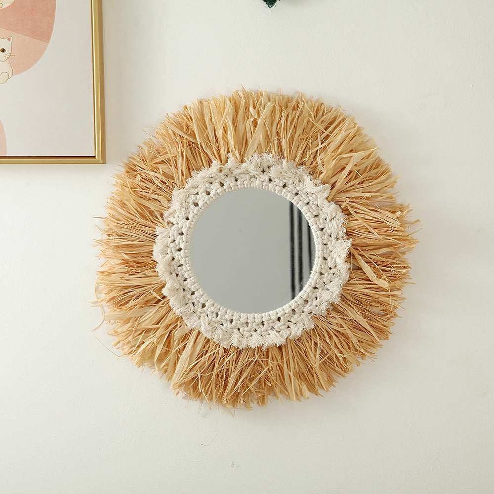 Decorative Macrame Sunburst Wall Mirror Acalora