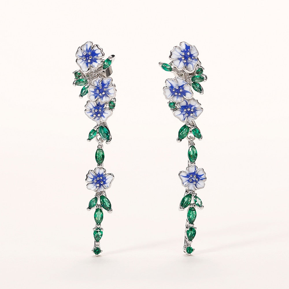 Skanto | Vintage Blue Blossom Dangle Earrings