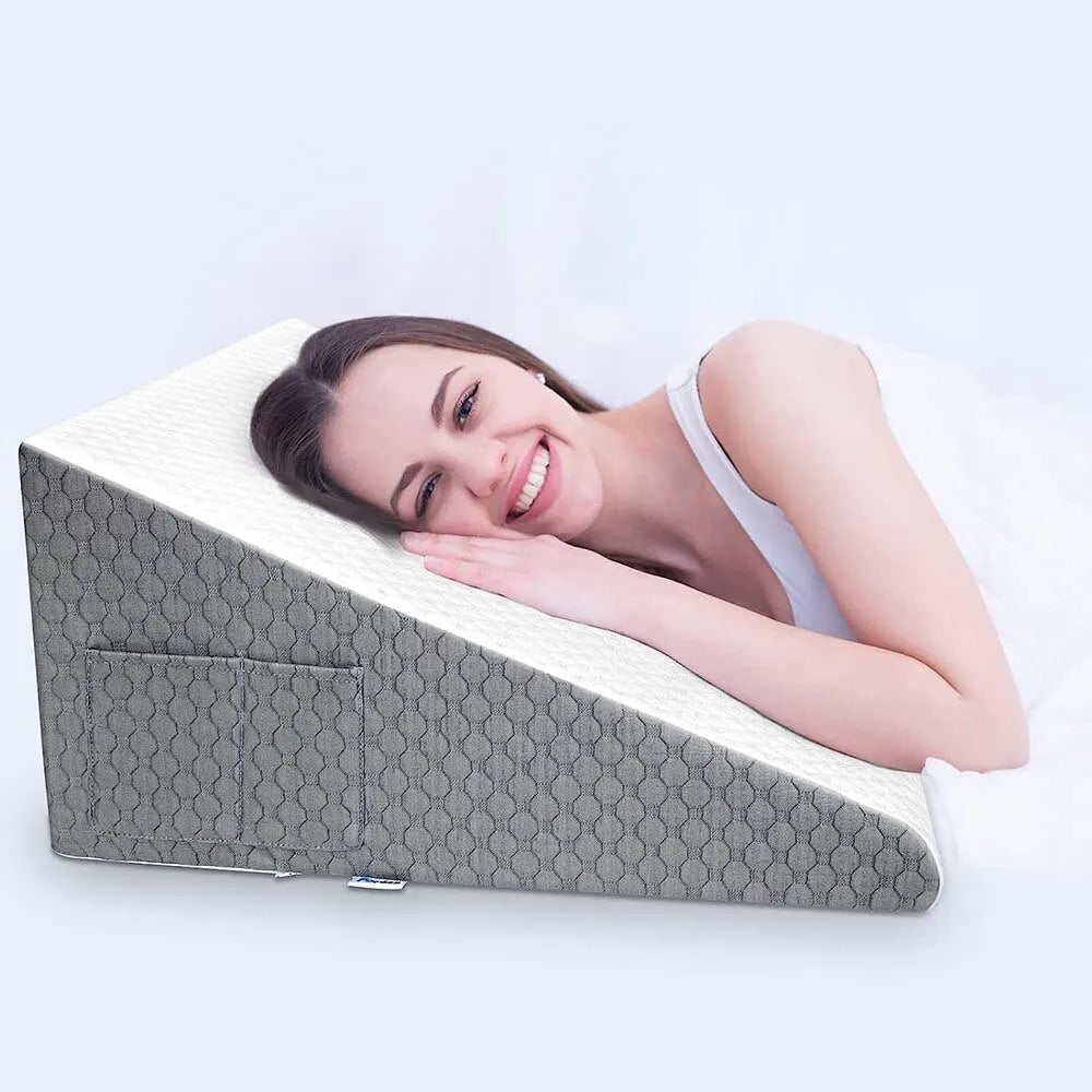 Skanto | Memory Foam Wedge Pillow: Elevated Triangular Pillow for Sleeping, Heartburn, Post-Surgery - Bedroom, Dorm, Office Use