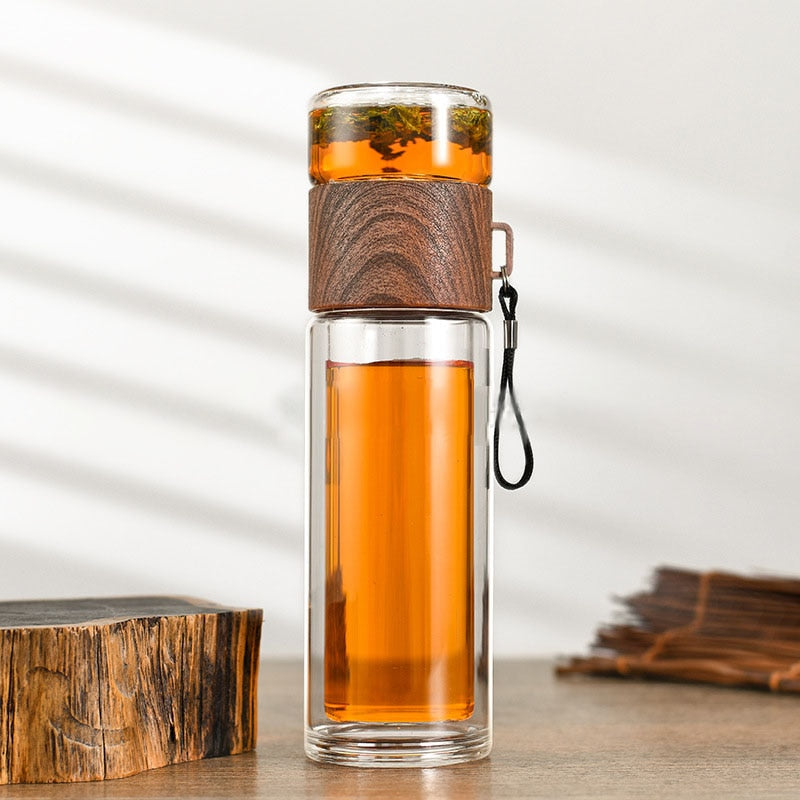 Skanto | 2i1 Double-Wall Thermal Smart Tea Glass Bottle