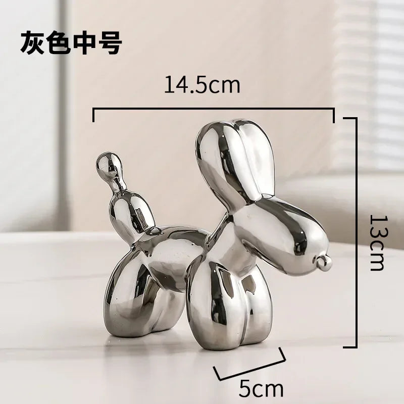BowLift | Nordic Ceramic Balloon Dog Sculpture Gold Animal Decorations Statue Living Room Ornaments Creative Desktop Ornament Home Decor