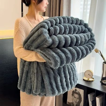 Skanto | Luxurious Faux Rabbit Fur Throw Blanket - Perfectly Warm & Soft for Home