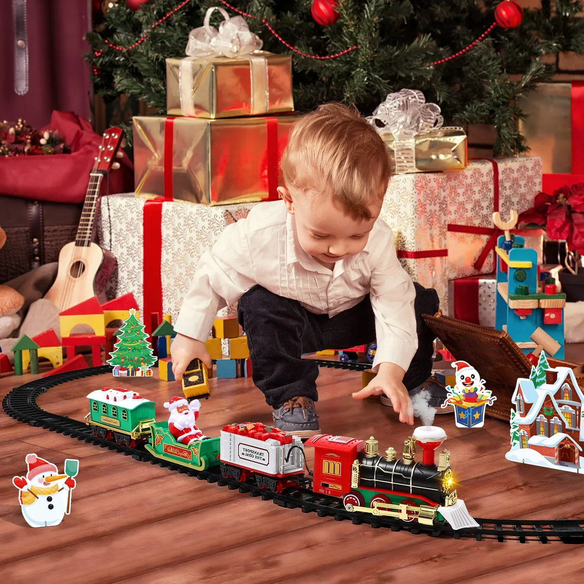 Electric Christmas Train Set for Kids β With Smoke Effect, Lights & Realistic Sounds (Christmas Gift)