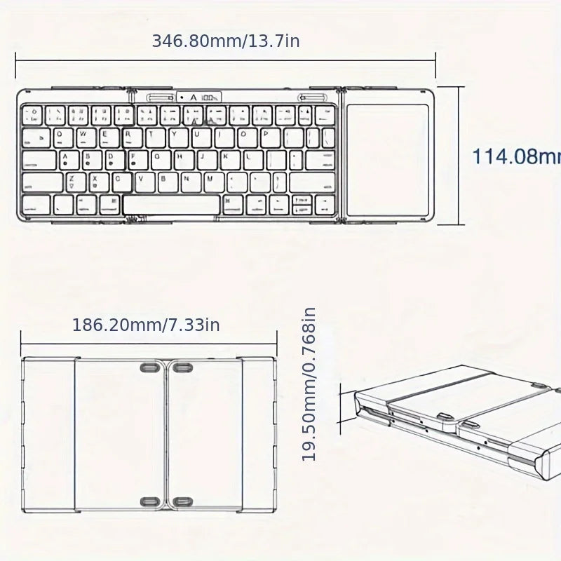 Skanto | Foldable RGB Wireless Built-in Touchpad Backlit Travel Keyboard