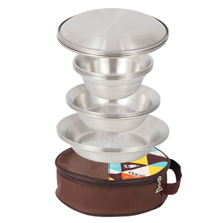 BowLift | 16 PCS / Set CLS Outdoor Stainless Steel Tableware Portable Camping Dinner Bowl Plate Set