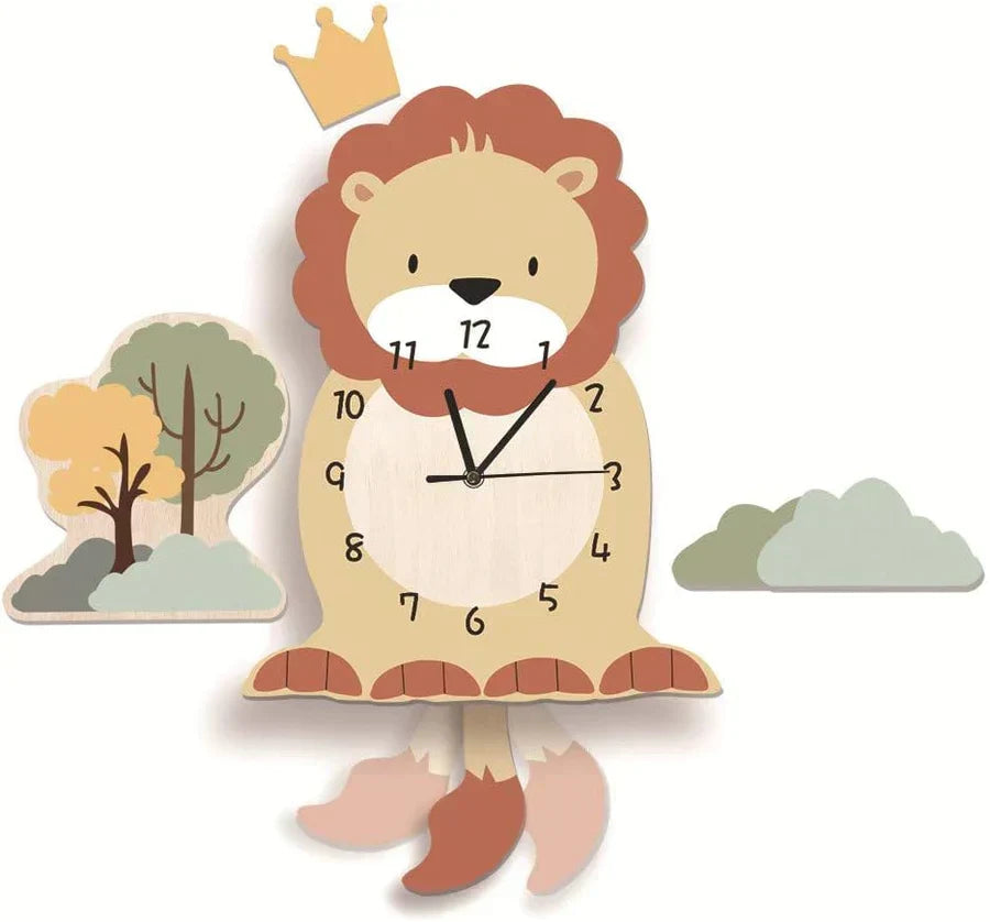 Children's pendulum clock with animal designs