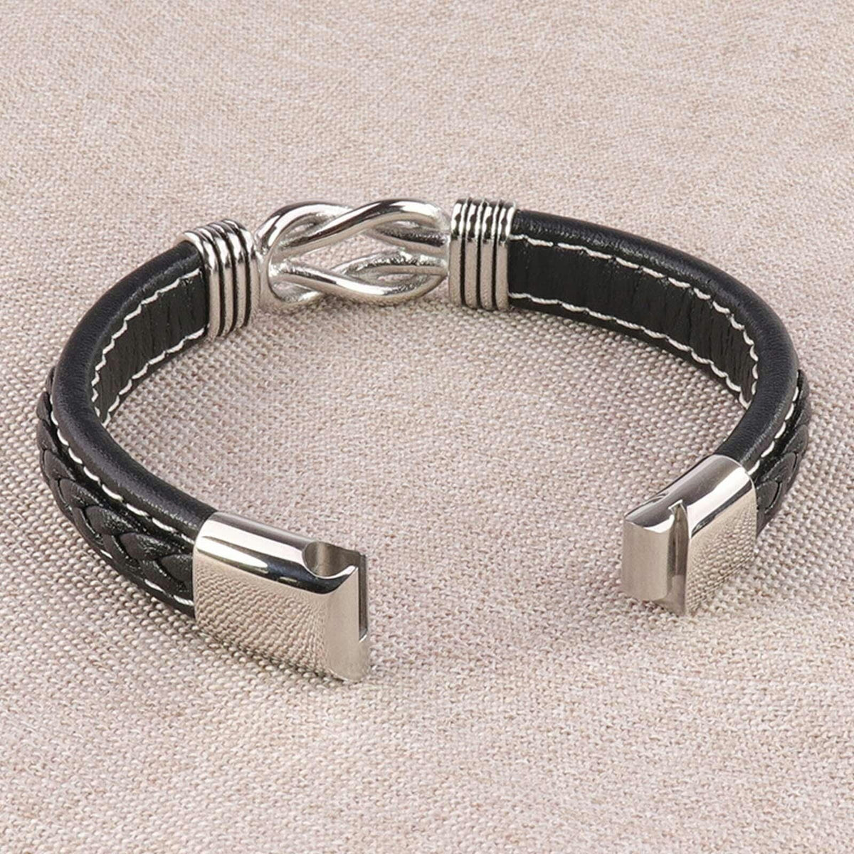Braided Leather Knot Bracelet For Grandson From Grandmother Love Forever Bowlift