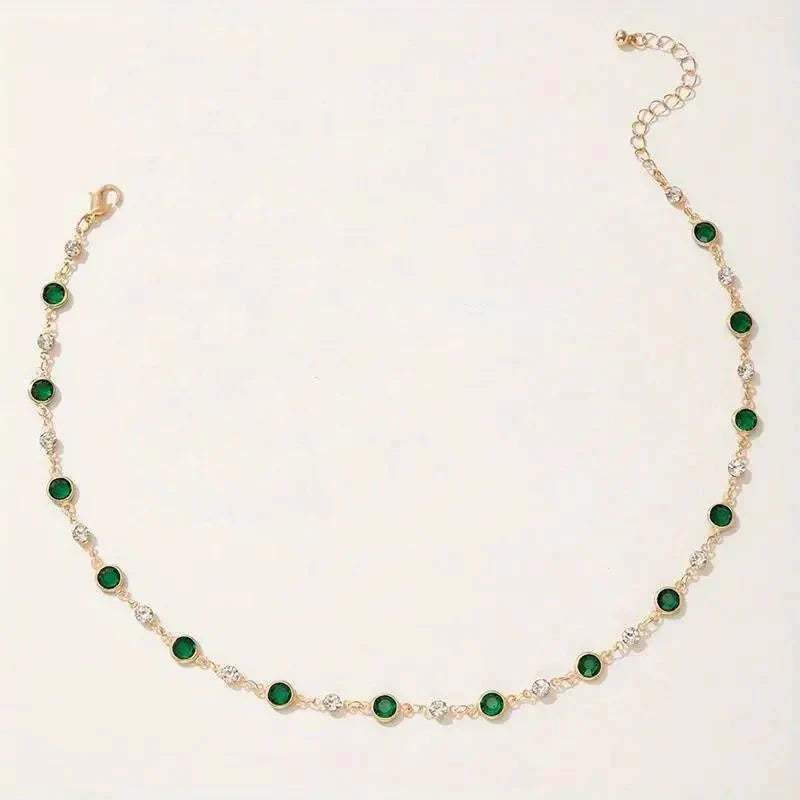 Skanto | Emerald and Diamond Spaced Choker Necklace