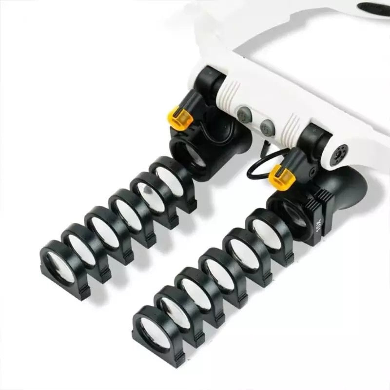 Brehn | Jeweler's Headband Magnifying Glasses with 8 Lenses and LED Light