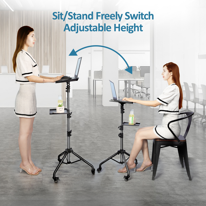 Adjustable Folding Laptop Table Stand with detachable tyres and 2 Trays for Comfort everywhere Kalsten