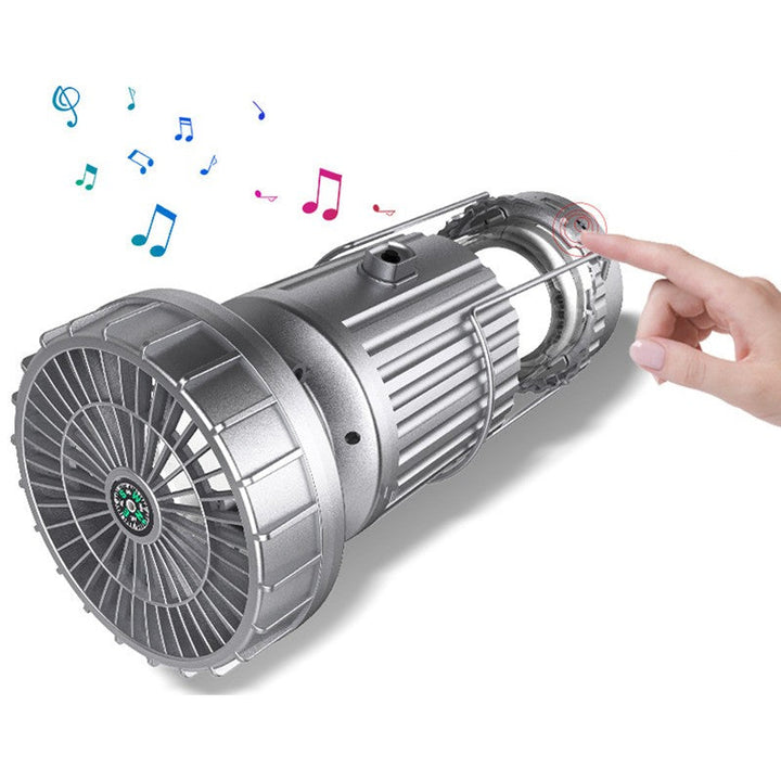 Multifunction Solar Camping Light with Fan, Bluetooth Speaker, Power Bank & Compass | Kalsten
