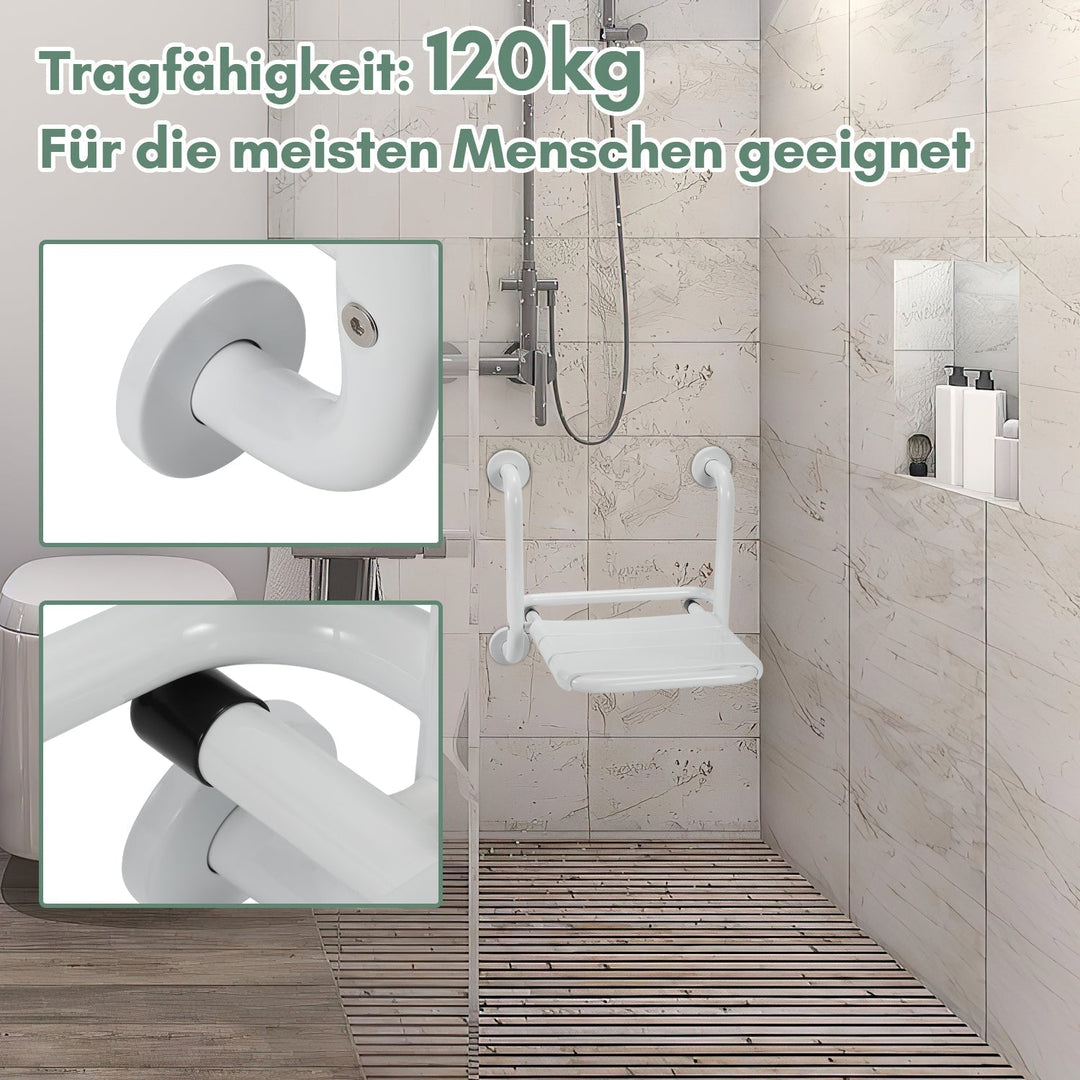 Foldable shower seat with armrests wall-mounted | Kalsten