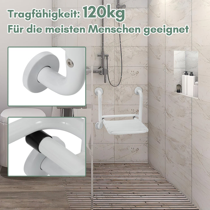 Foldable shower seat with armrests wall-mounted | Kalsten
