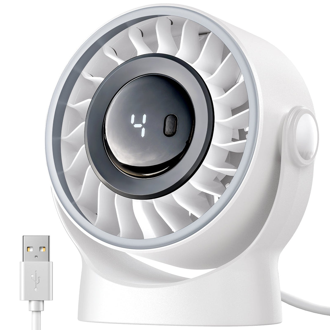 4-Speed USB Rechargeable Desktop Fan with Smart LED Display | Kalsten