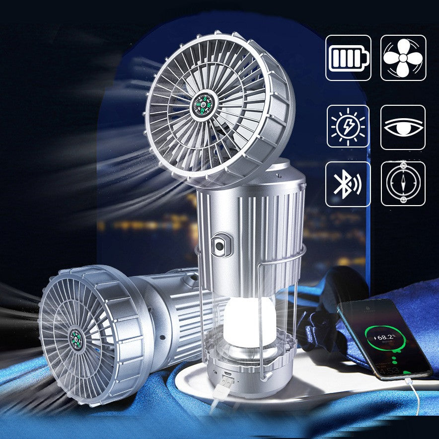 Multifunction Solar Camping Light with Fan, Bluetooth Speaker, Power Bank & Compass | Kalsten