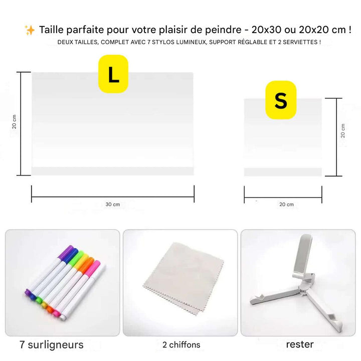 Kiddli Reusable LED Drawing Board with Light Pen