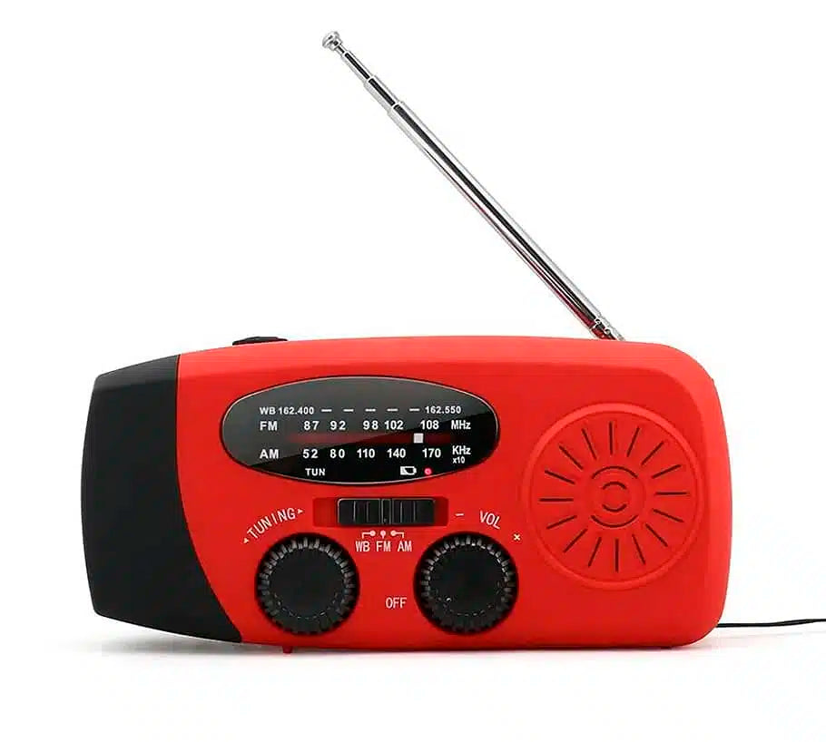 Emergency radio FM/AM with integrated solar cells, flashlight, power bank & hand crank | Kalsten