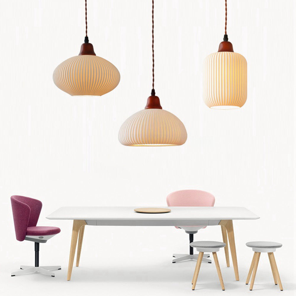 Vintage Nordic Ceramic White Pendant Light For Dining Room | Kalsten