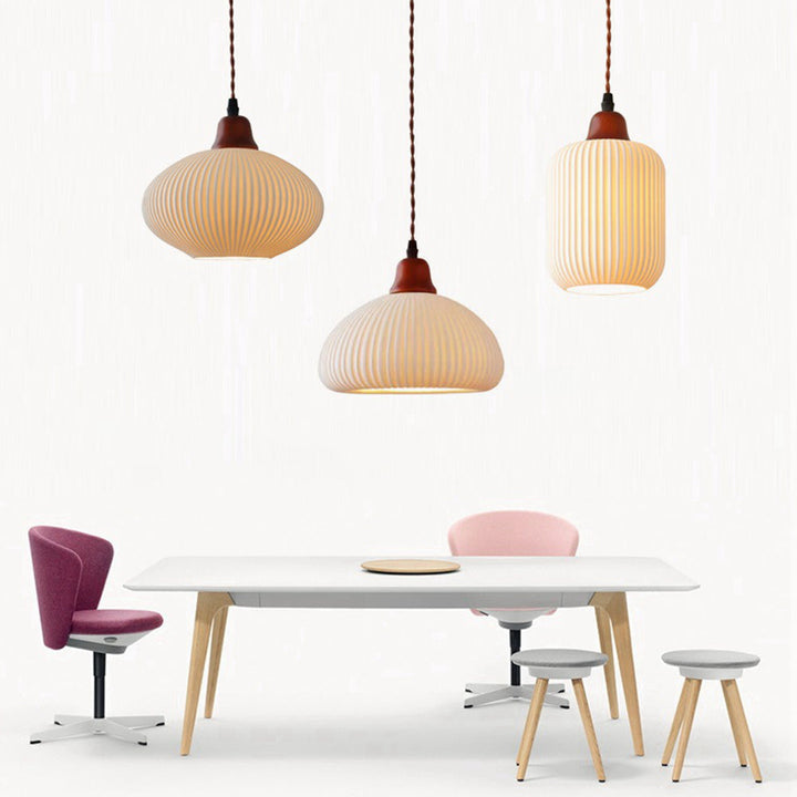Vintage Nordic Ceramic White Pendant Light For Dining Room | Kalsten