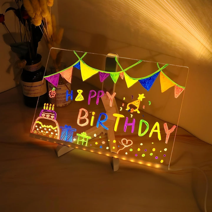 USB LED Memo Board with 12 Colored Pens – Light Messaging Board