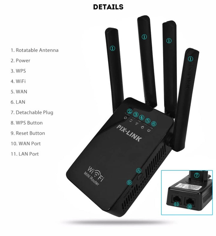 Wi-Fi Range Extender (Repeater / Extender) 300Mbps - 2.4 GHz | Kalsten