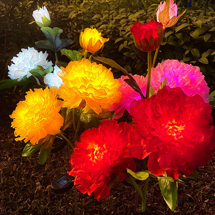 Contemporary Creative Solar Peony Flower LED Waterproof Lawn Landscape Insert Light For Outdoor Patio | Kalsten