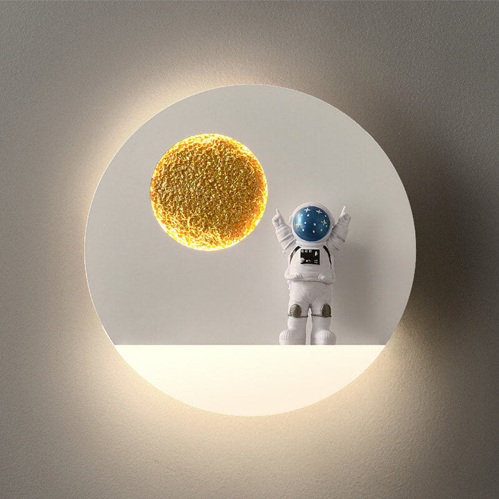 Contemporary Creative Iron Resin Round Astronaut LED Wall Light Lamp for Bedroom | Kalsten
