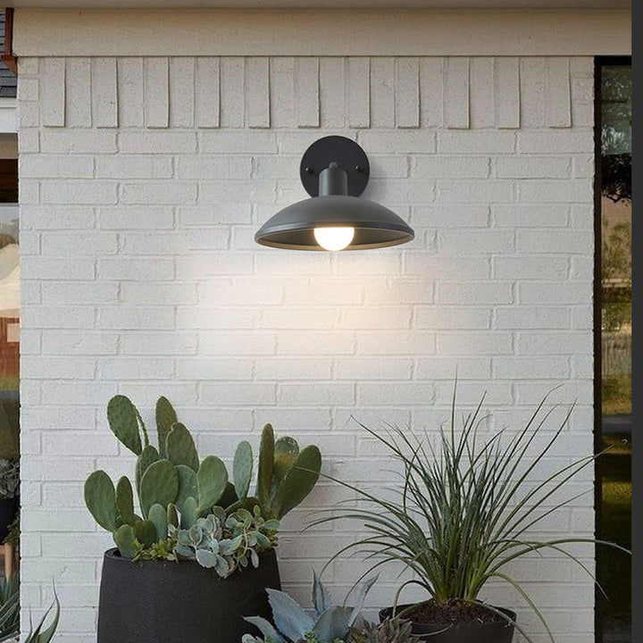 Modern Minimalist Waterproof Round Iron 1-Light Wall Sconce Lamp For Outdoor Patio | Kalsten