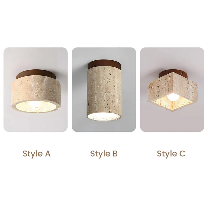 Wood Cylinder Flush Mount Ceiling Lamp Kalsten