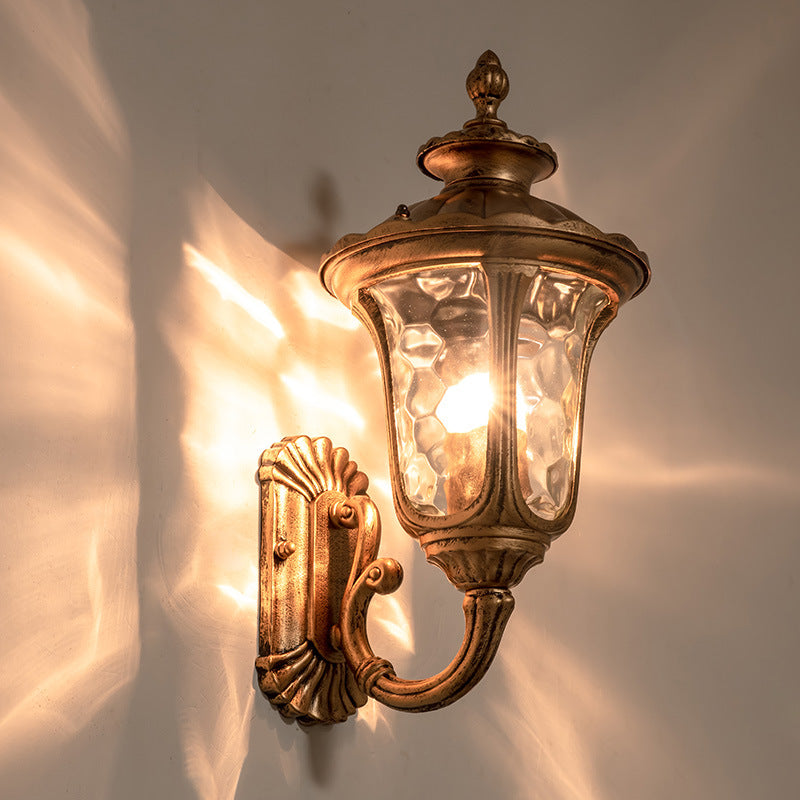 Traditional European Waterproof Castle Shaped Aluminum Glass 1-Light Outdoor Wall Sconce Lamp For Garden | Kalsten