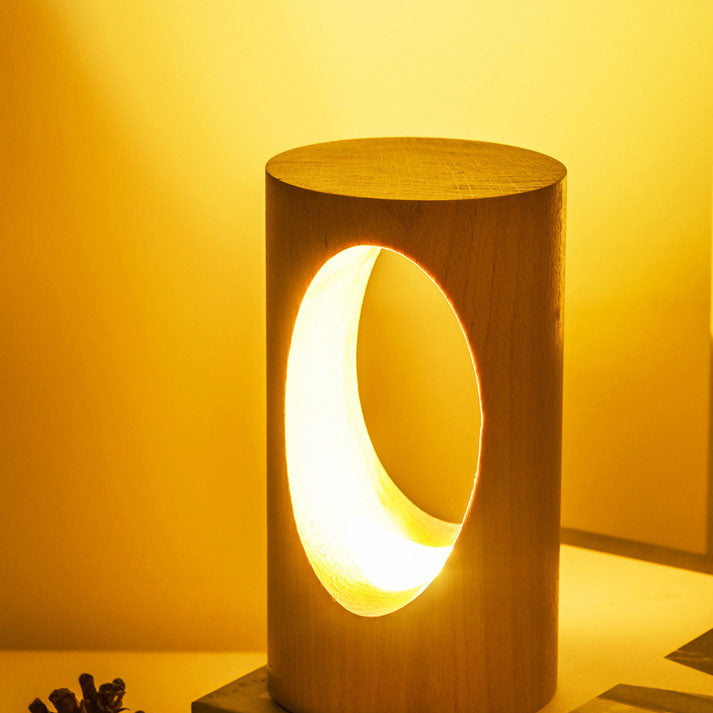 Japanese solid wood rectangular column LED night lamp USB table lamp | Kalsten
